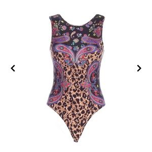 Brand New Versace Jeans Couture Paisley Lycra St. Leo Paisley Bodysuit